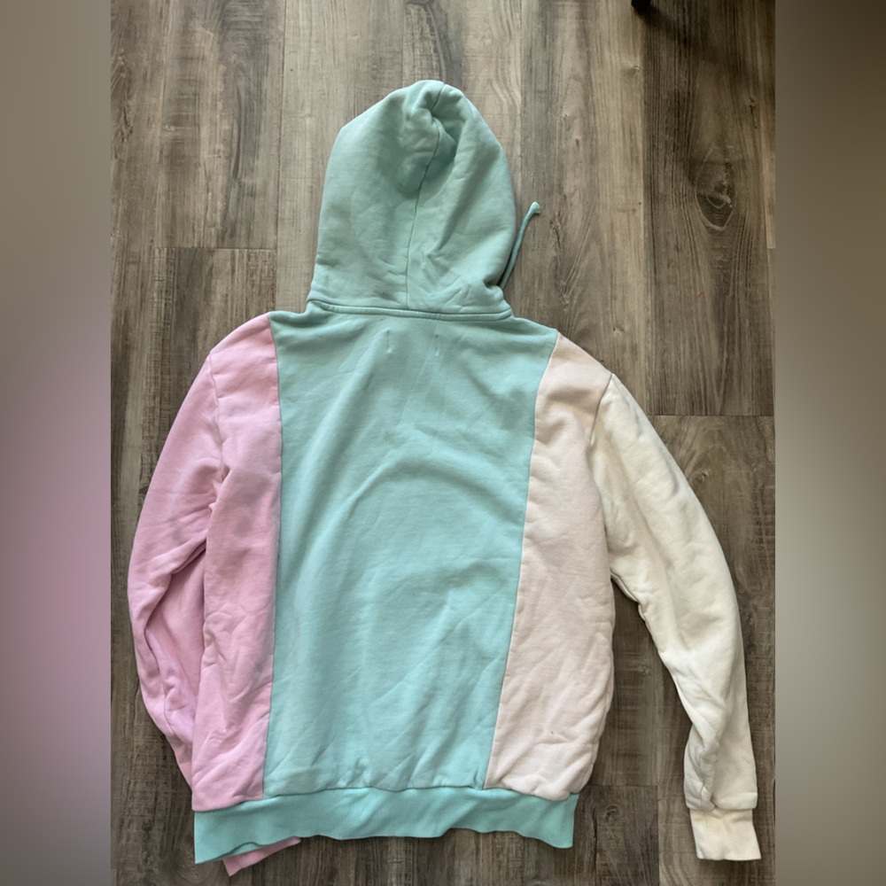 Teddy Fresh Size S Embroidered Logo Hoodie Sweatshirt Pastel Color Block - Picture 5 of 5